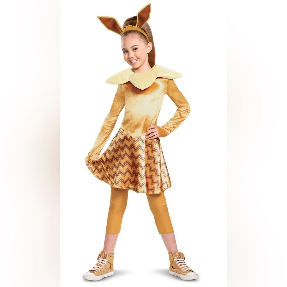 Pokemon Kids Deluxe Eevee Costume for Girls Youth Size Large (10-12)